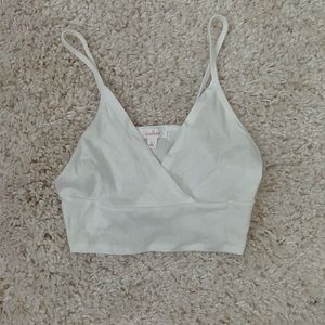 White V Neck Crop Top